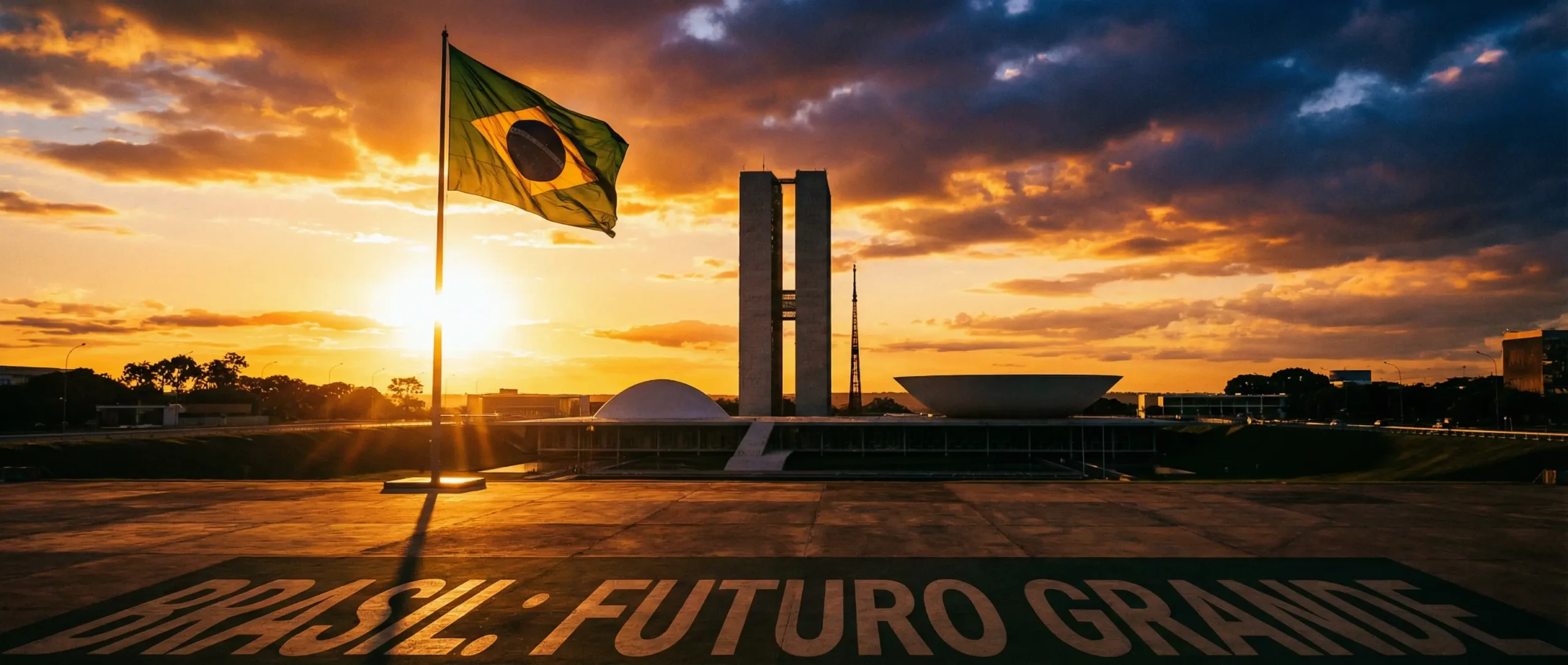 Congresso Nacional de Brasília ao pôr do sol